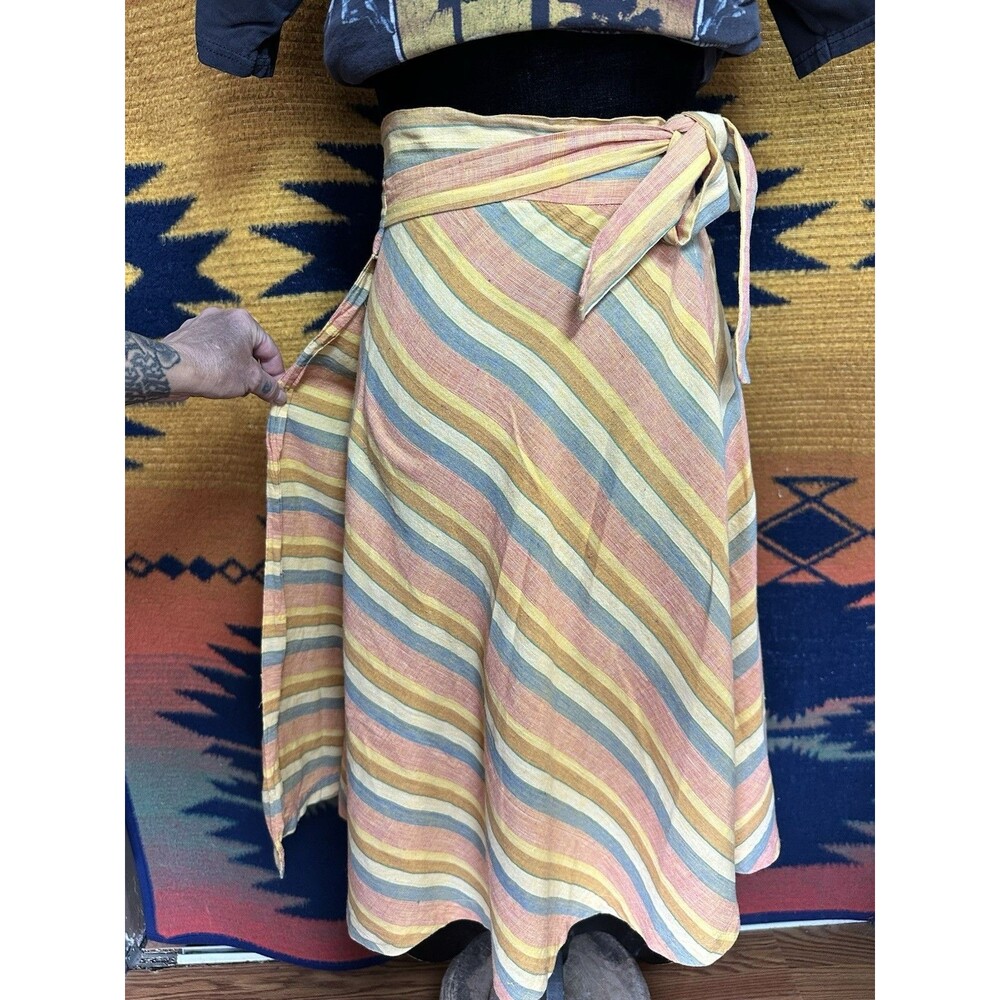 Vintage 70’s Modern Junior Cotton Wrap Around Skirt. Large. Boho. Rare Vintage. - Picture 8 of 16